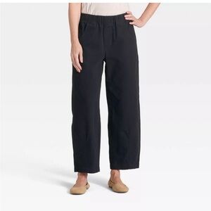 ISO Universal Thread Mid-Rise Barrel Leg Pull-On Pants in Black